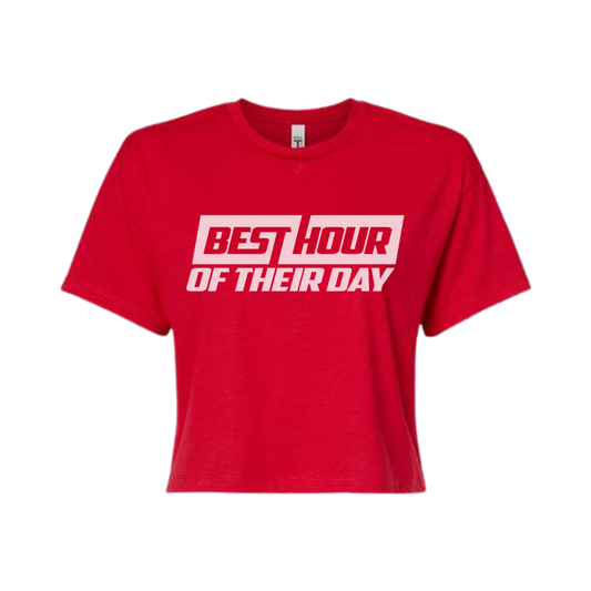 Best Hour Basic White Logo Crop Top