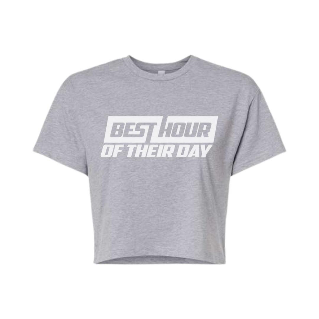 Best Hour Basic White Logo Crop Top