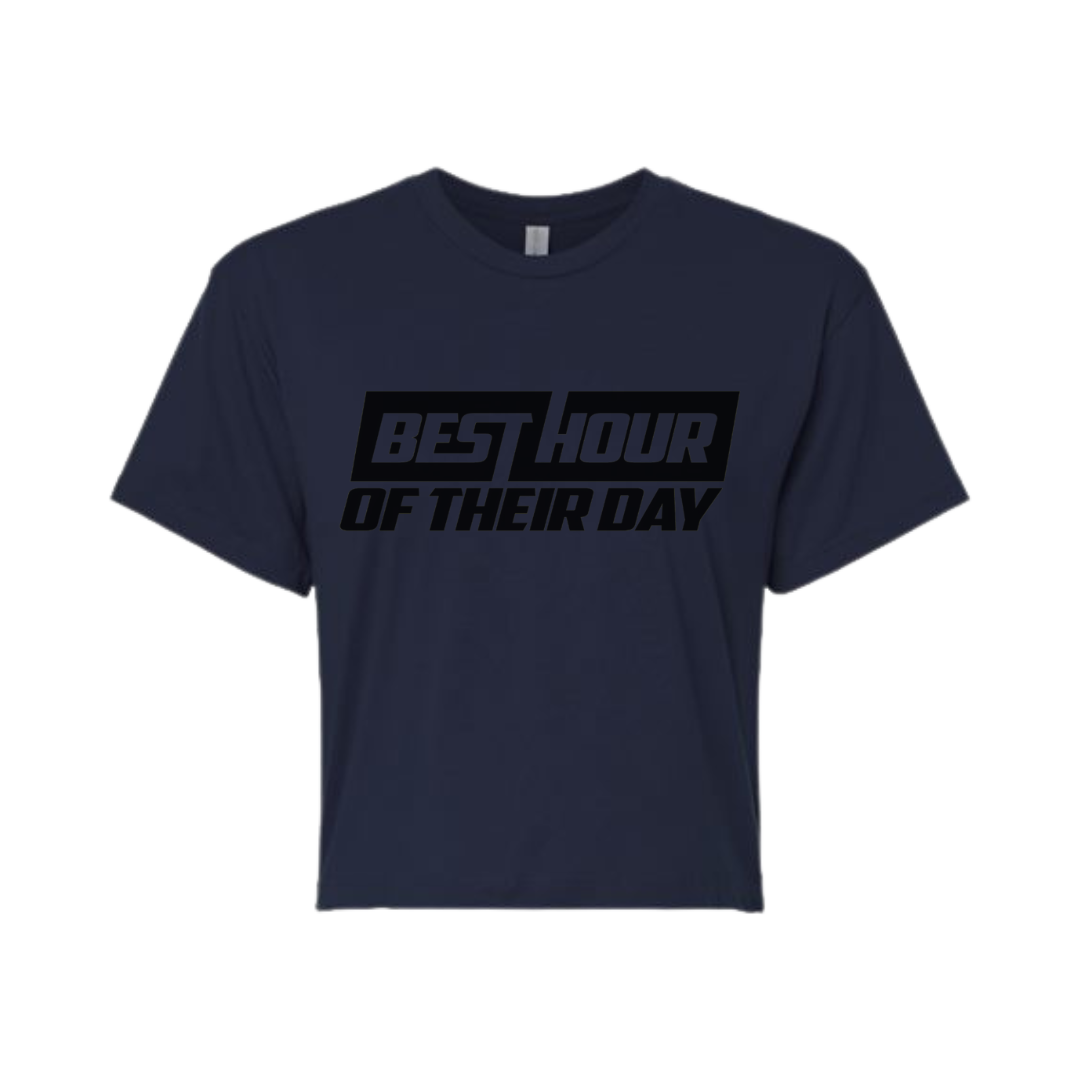 Best Hour Basic Black Logo Crop Top
