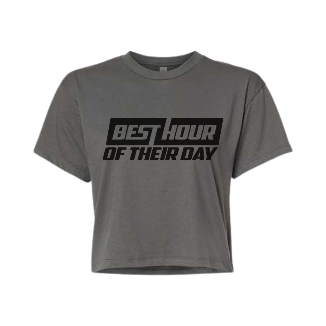 Best Hour Basic Black Logo Crop Top