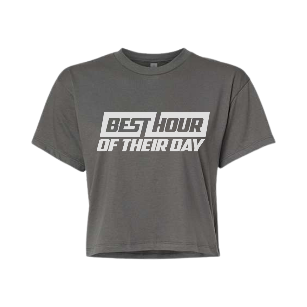 Best Hour Basic White Logo Crop Top