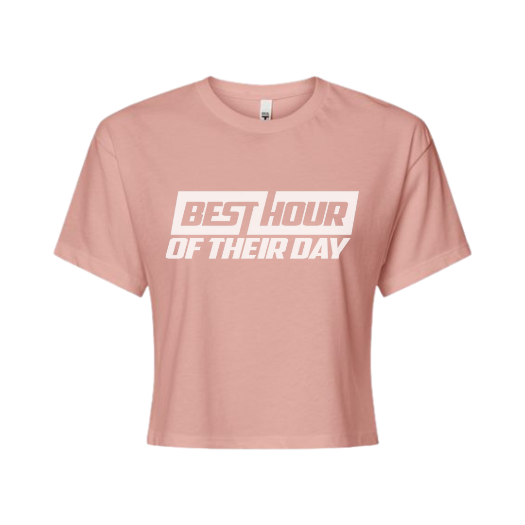 Best Hour Basic White Logo Crop Top