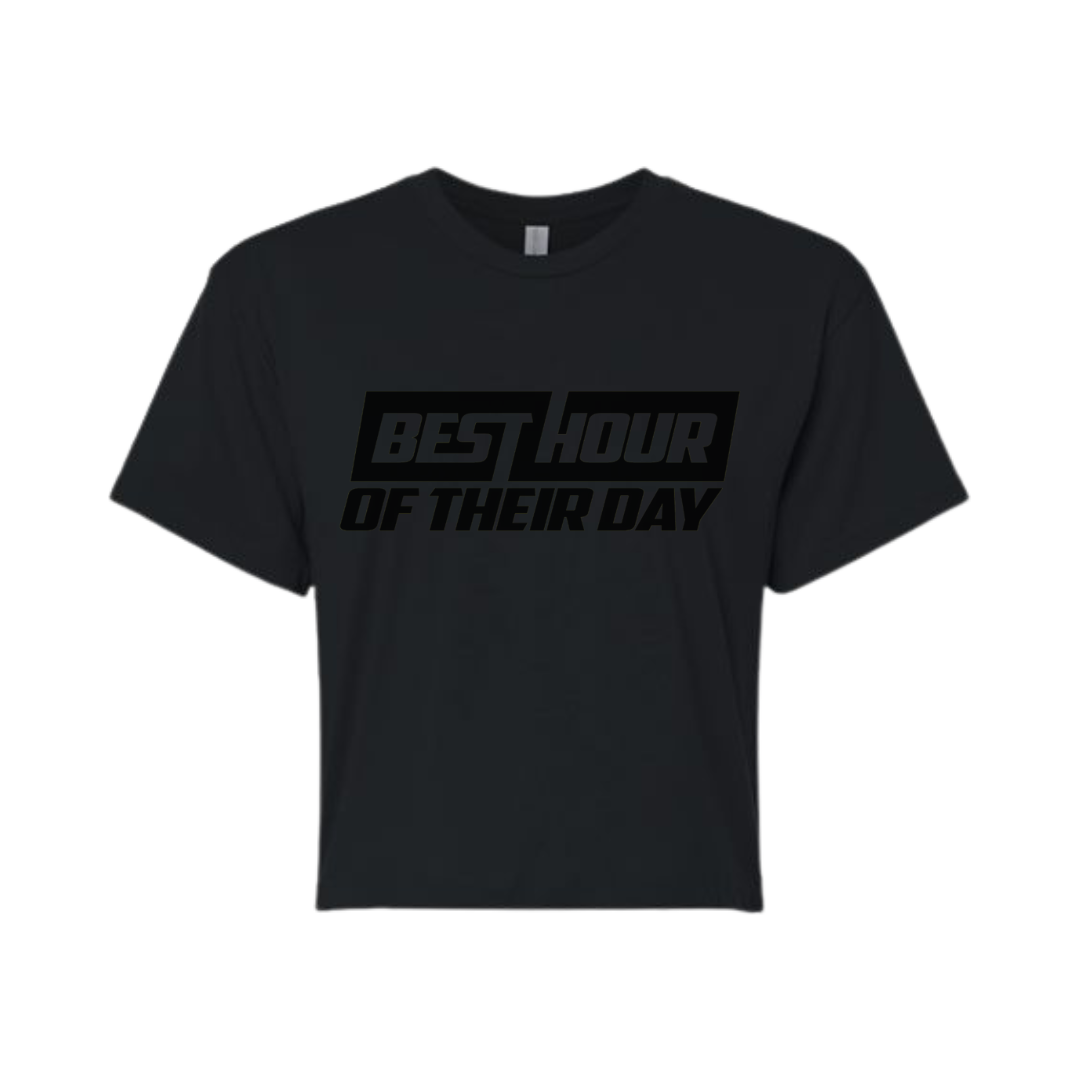 Best Hour Basic Black Logo Crop Top