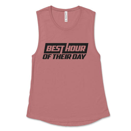 Best Hour Basic Black Logo Muscle Tank