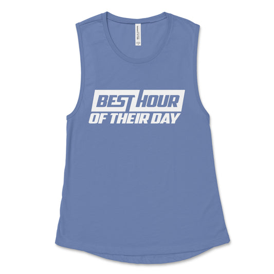 Best Hour Basic White Logo Muscle Tank