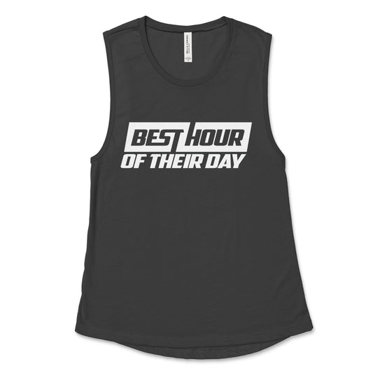 Best Hour Basic White Logo Muscle Tank