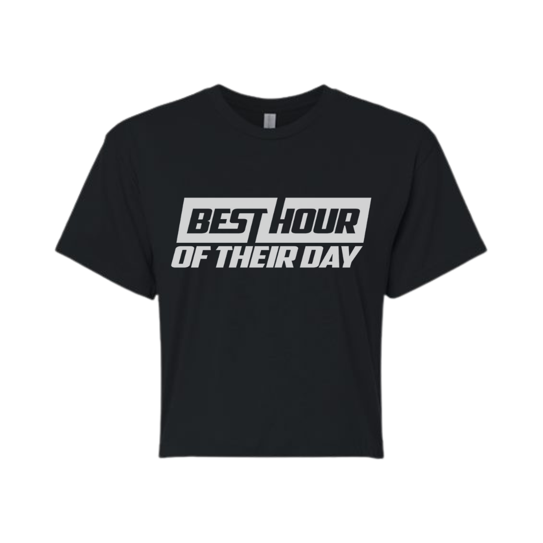 Best Hour Basic White Logo Crop Top